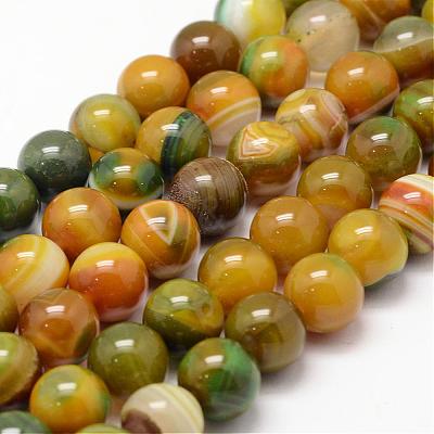 Natural Striped Agate/Banded Agate Bead Strands G-K155-A-10mm-08-1