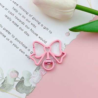 Bowknot Baking Paint Alloy Swivel Keychain Clasps PURS-PW0011-04C-1
