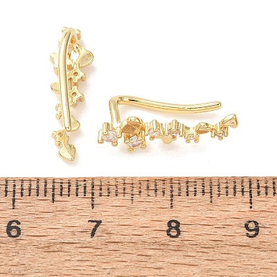 Brass Micro Pave Cubic Zirconia Stud Crawler Earrings LS-KK-CBAA351-03G-1