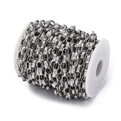 304 Stainless Steel Textured Rolo Chains STAS-P386-08P-1