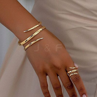 Alloy Spiral Cuff Bangles & Rings Sets FS-WG33B53-02-1