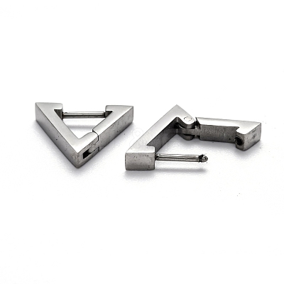 Tarnish Resistant 304 Stainless Steel Triangle Huggie Hoop Earrings STAS-H156-02C-P-1