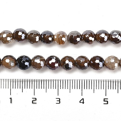Electroplated Natural Agate Round Beads Strands G-L598-A01-01B-1