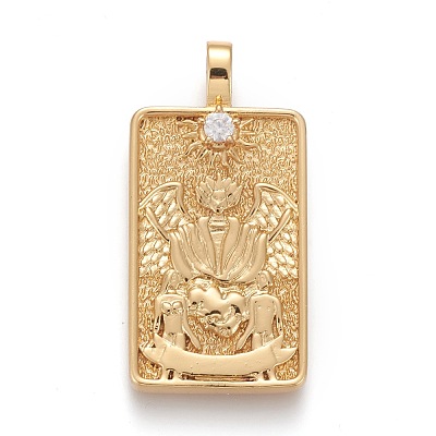 Brass Micro Pave Clear Cubic Zirconia Pendants ZIRC-Z004-01S-1