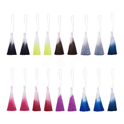 27Pcs 9 Colors Polyester Tassel Big Pendants FIND-SW0001-14-1