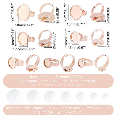 14Pcs Flat Round Adjustable 304 Stainless Steel Finger Rings Components DIY-UN0002-75-1
