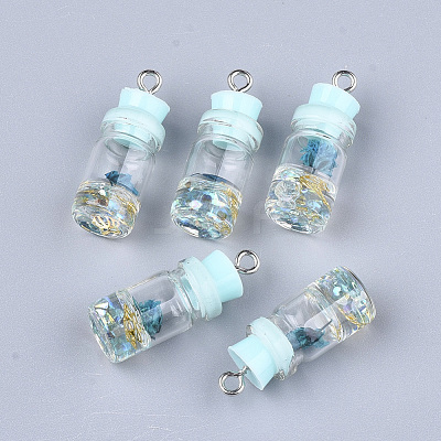 Glass Bottle Pendant Decorations X-GLAA-S181-05B-1