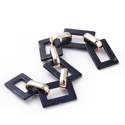 Imitation Gemstone Style Acrylic Handmade Rectangle Link Chains AJEW-JB00518-05-1