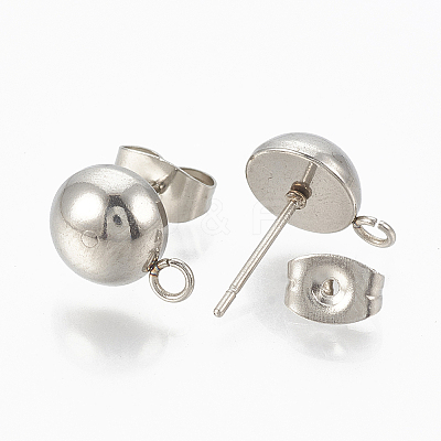 Non-Tarnish 201 Stainless Steel Stud Earring Findings LS-X-STAS-Q225-16A-6mm-1