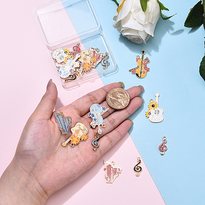18Pcs 9 Styles Alloy Enamel Pendants ENAM-YW0005-74-1