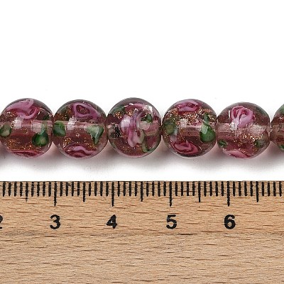 Handmade Glod Sand Lampwork Beads Strands LAMP-B028-03B-10mm-1