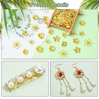 100Pcs 10 Style Brass Bead Caps KK-CJ0002-12-1