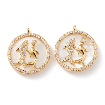 Real 18K Gold Plated Brass Micro Pave Clear Cubic Zirconia Pendants ZIRC-Z007-22B-1