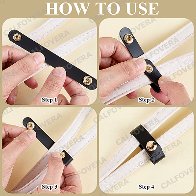 6Pcs 3 Styles Cowhide Leather Cable Straps with Golden Metal Snap Button FIND-CL0001-73B-1