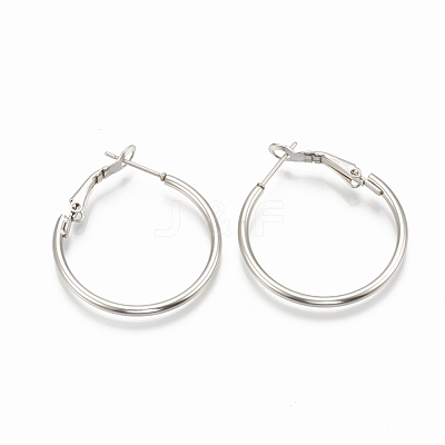 Tarnish Resistant 304 Stainless Steel Hoop Earrings STAS-S078-07-40mm-1
