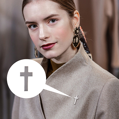 4Pcs Cross Brass Brooches JEWB-FH0001-69EB-1