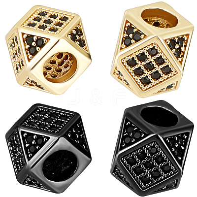 10Pcs 2 Colors Brass Micro Pave Cubic Zirconia Beads ZIRC-BBC0003-21B-1