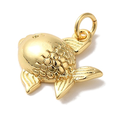 Fish Rack Plating Brass Pendants KK-U027-35G-1