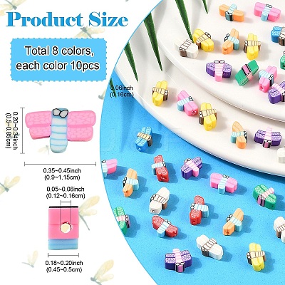 80Pcs 8 Colors Handmade Polymer Clay Beads CLAY-YW0001-98-1