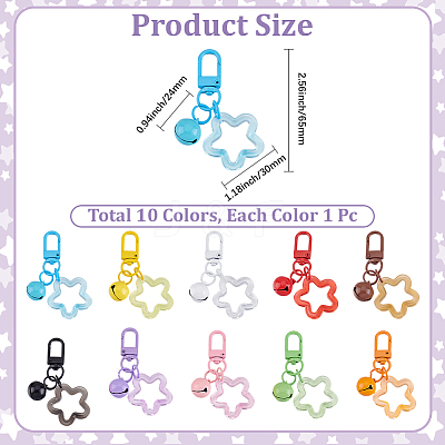 10Pcs 10 Colors Hollow Out Star Resin Pendant Decorations HJEW-BBC0001-42-1