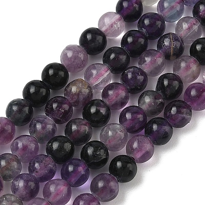 Natural Purple Fluorite Beads Strands G-P530-B08-01-1