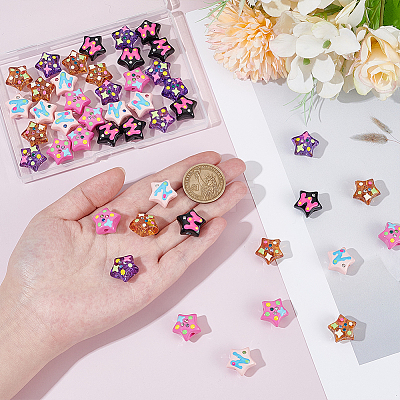 50Pcs 5 Styles Opaque & Transparent Acrylic Enamel Beads OACR-PH0004-61-1