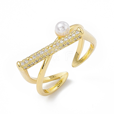 Rack Plating Eco-Friendly Brass Micro Pave Clear Cubic Zirconia Rings RJEW-B025-02G-1