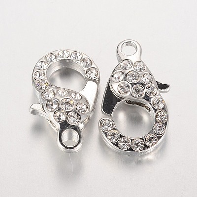Alloy Glass Rhinestone Lobster Claw Clasps ZIRC-F022-63P-1