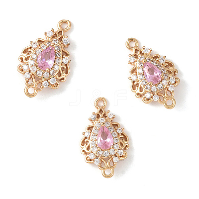 3Pcs Brass Micro Pave Cubic Zirconia Links Connectors KK-YW0003-49LG-02-1