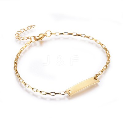 Ion Plating(IP) 304 Stainless Steel ID Bracelets BJEW-L637-07-G-1