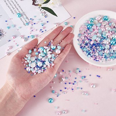 60g Resin patch multi size mixed pearl patch DIY jewelry accessories(2 bags) JX586B-1