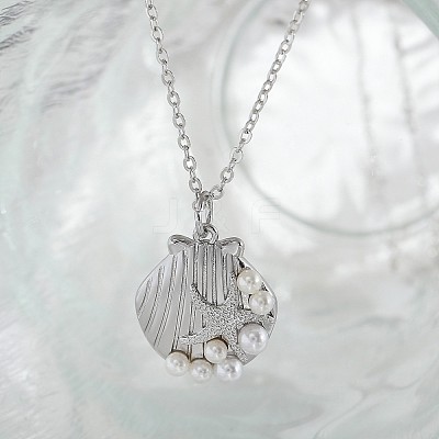 Ocean Summer Brass Pave Clear Cubic Zirconia Pendant Necklaces FS-WG82AA1-06-1