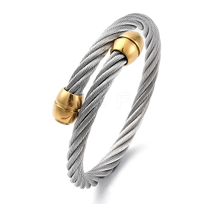 304 Stainless Steel Torque Bangles for Women BJEW-P310-25GP01-1