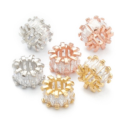 Brass Clear Cubic Zirconia Beads ZIRC-NB010-38-1