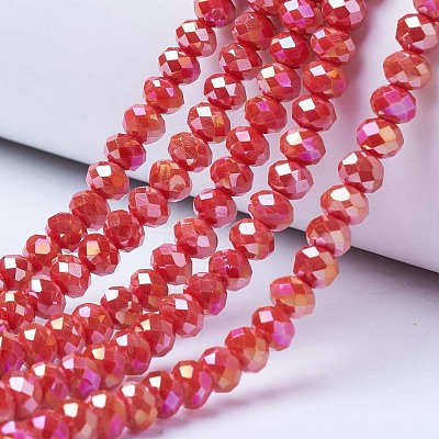 Electroplate Glass Beads Strands EGLA-A034-P6mm-B06-1