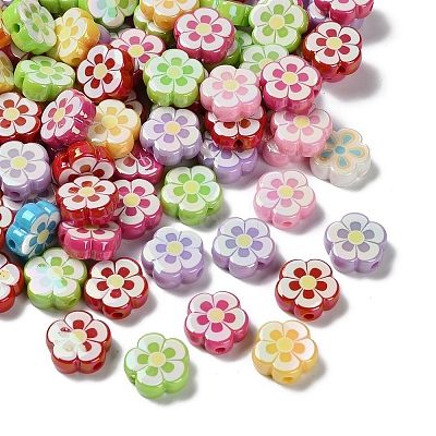 UV Plating Printed Opaque Acrylic Beads OACR-D316-21-1
