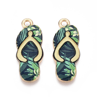 Alloy Enamel Pendants ENAM-T022-39KCG-04-1
