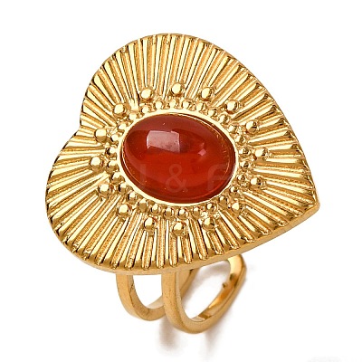 Oval Natural Carnelian Finger Rings RJEW-Q822-21G-03-1