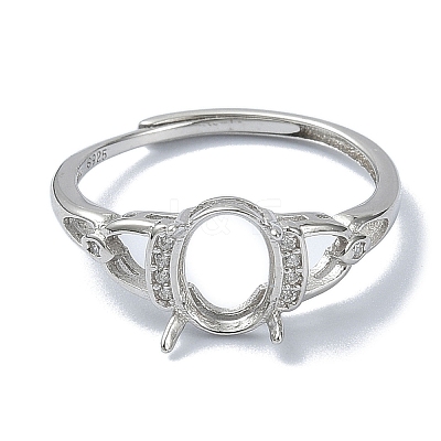 Adjustable 925 Sterling Silver 4 Prongs Ring Settings STER-K179-26P-1