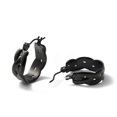 304 Stainless Steel Wide Chunky Hoop Earrings for Women Ion Plating(IP) EJEW-P197-04EB-1
