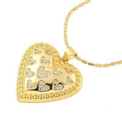 Brass Micro Pave Clear Cubic Zirconia Pendant Necklaces LS-NJEW-M220-01C-G-1