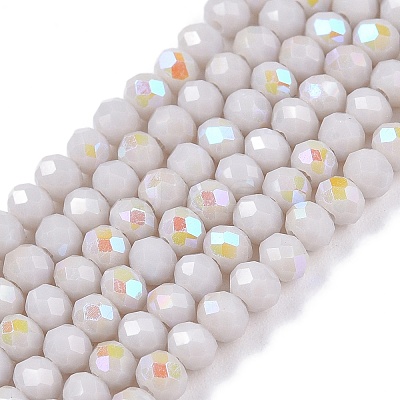 Electroplate Opaque Solid Color Glass Beads Strands EGLA-A044-P2mm-L19-1