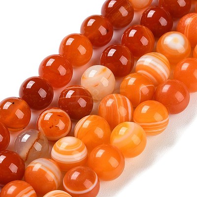 Natural Striped Agate/Banded Agate Beads Strands G-Z060-A01-C17-1