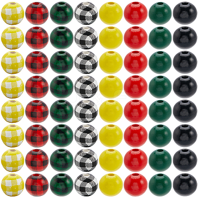200Pcs 8 Styles Christmas Theme Wooden Beads WOOD-PA0001-09-1