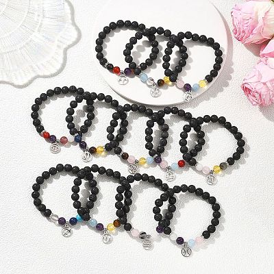 12Pcs 12 Constellations 304 Stainless Steel Charm Bracelets BJEW-JB12703-1