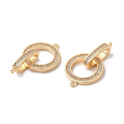 Brass Micro Pave Clear Cubic Zirconia Fold Over Clasps KK-G465-20G-1