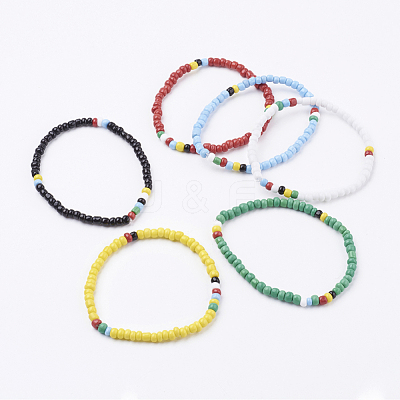 Glass Seed Beads Stretch Bracelets BJEW-JB03435-1