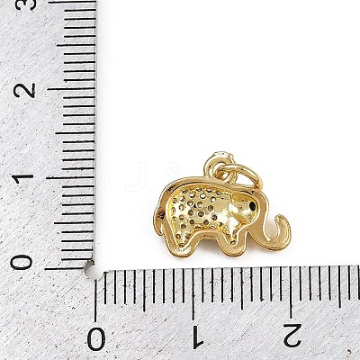 Brass Micro Pave Cubic Zirconia Elephant Charms KK-D409-41G-D-1