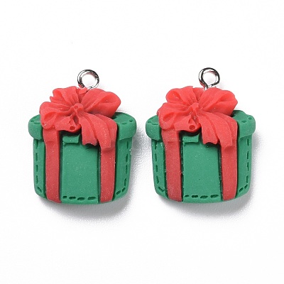 Christmas Opaque Resin Pendants RESI-G028-02P-1