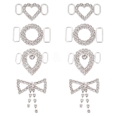 8PCS 4Style Alloy Rhinestone Buckle Clasps FIND-GO0001-47-1